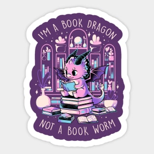 Book Dragon - Cute Dark Dragon Books Color Gift Sticker